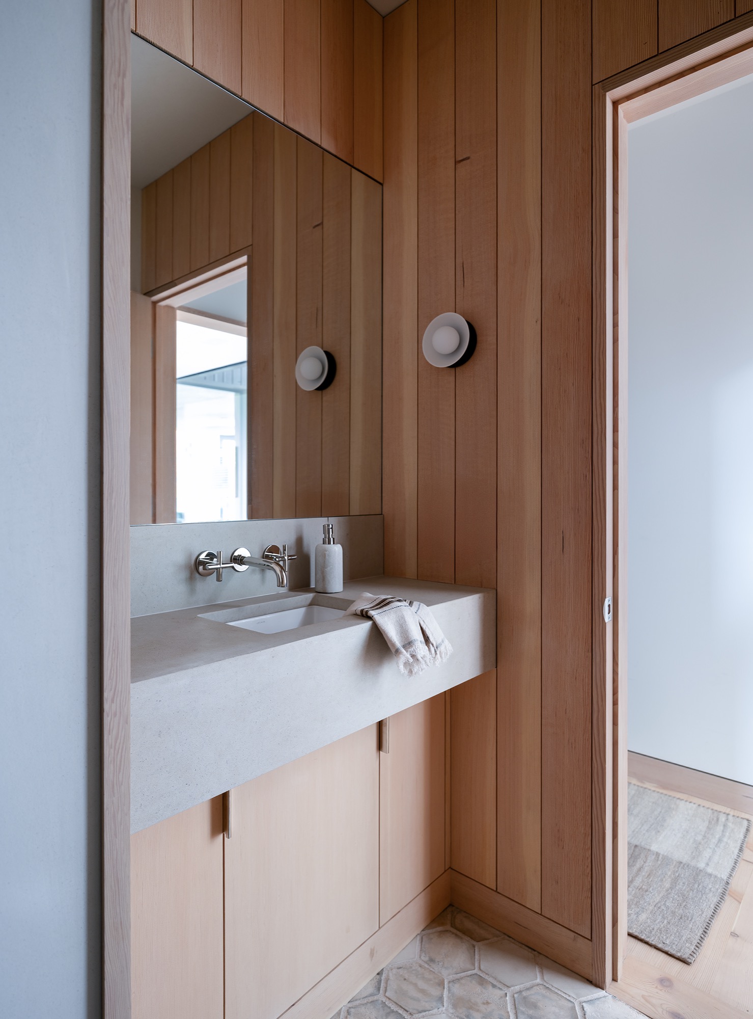 Hillside House powder room in West Lake Hills, Texas